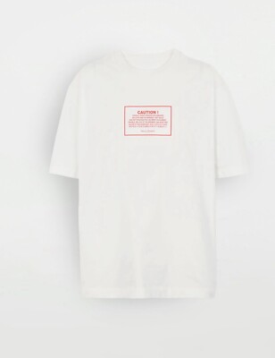 Mason Margiela 'Caution' label T-shirt , New With Tags, White and
