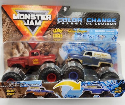Spin Master Moster Jam Color Change Grave Digger Monster Truck 2 pack *NIB*