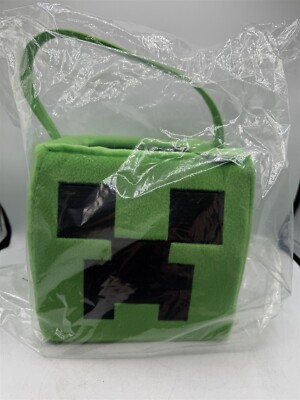 NEW MINECRAFT CREEPER GREEN PLUSH EASTER BASKET / PAIL WITH HANDLE