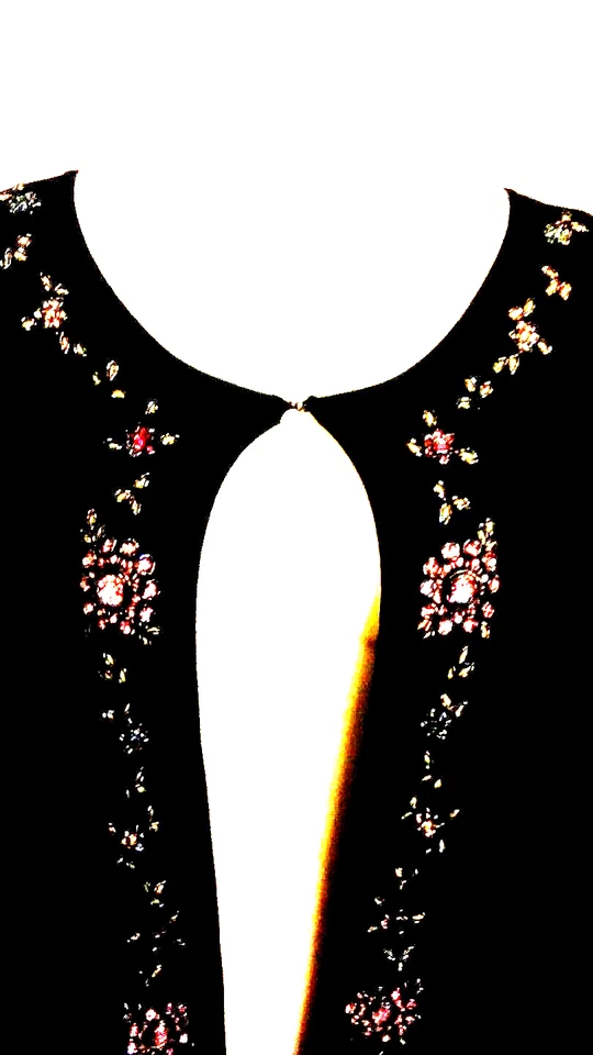 CHAQUETA CÁRDIGAN SLINKY MANGA LARGA VINTAGE DRESSBARN NEGRA CON JOYAS 14/16 L Foto 2 de 4