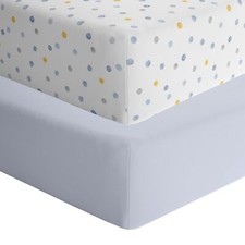2 PCS Fitted Crib Sheets 100 Cotton 52"x28"x9" Toddler Mattress Polka Dot