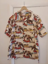 Barefoot in Paradise Floral Hibiscus Aloha Hawaiian S/S Shirt Sz 2XL Tucan Palm 