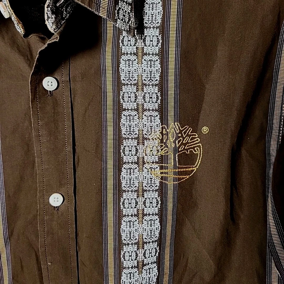 TIMBERLAND Hombres XXL Marrón Manga Larga Camisa Abotonada Hong Kong Western Foto 3 de 4