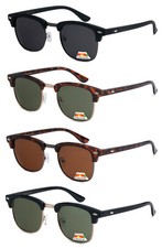 80' s Vintage Browline Horn Rim Half Frame Polarized Lens Sunglasses Anti Glare