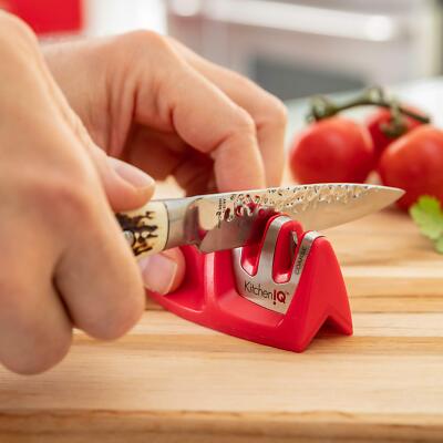 Kitchen IQ 50883 Edge Grip 2 Stage Knife Sharpener Red for sale