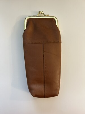 Vintage Brown Leather Cigarette Coin Purse Snap Top Genuine Leather