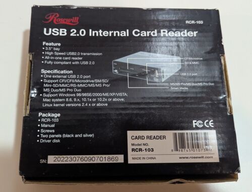 Rosewill RCR-103 USB 2.0 Internal Card Reader Compatible With SDHC - Picture 2 of 3