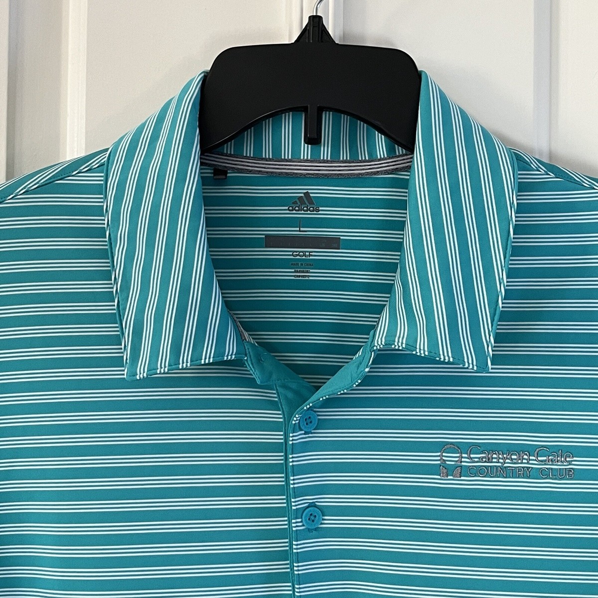 Adidas Golf Polo Shirt Adult Large Blue Striped Canyon Gate CC Las