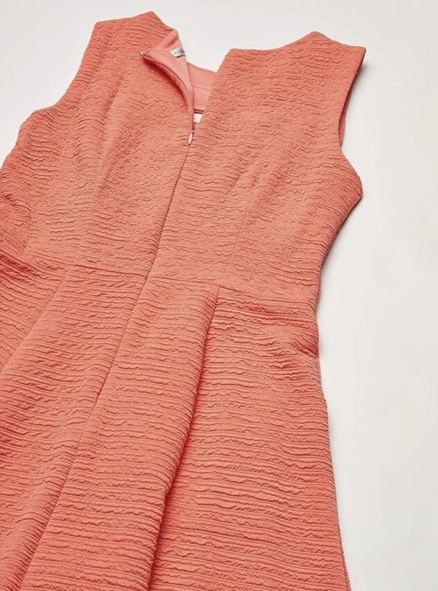 Vestido Sandra Darren Coral Cremallera Textura 3D Tejido Arrugado Adornado Cerradura Talla 8 Foto 4 de 4