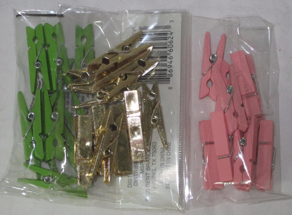Pinzas para ropa TROPICAL LIFE rosa brillante verde lámina oro 30 piezas Foto 3 de 4
