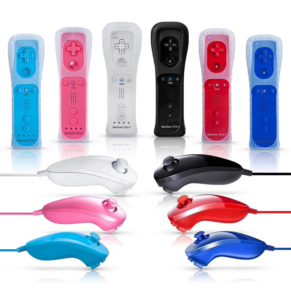 Telecomando 2 in 1 Motion Plus Controller, Nunchuk ver. Colori per Nintendo Wii (NUOVI)