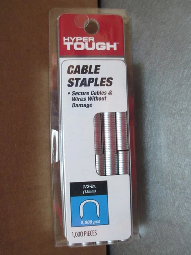Cable Staples 1/2"  Deep Round Crown Heavy-Duty 1000-Piece by Hyper Tough NEW