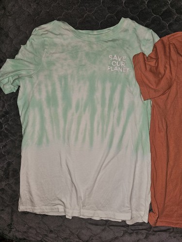Boys Lot Of Two Short Sleeve Basic T-shirt Size Large Save The Planet Lot Of 2 - Foto 3 di 6