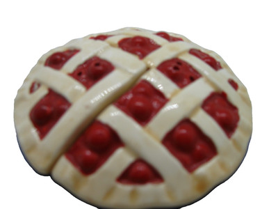 Vintage Salt & Pepper Shaker Cherry Pie   on a Blue-Plate