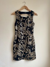 Quiz Black & Gold Sequin Bodycon Mini Dress Size 10 Party / Evening Christmas