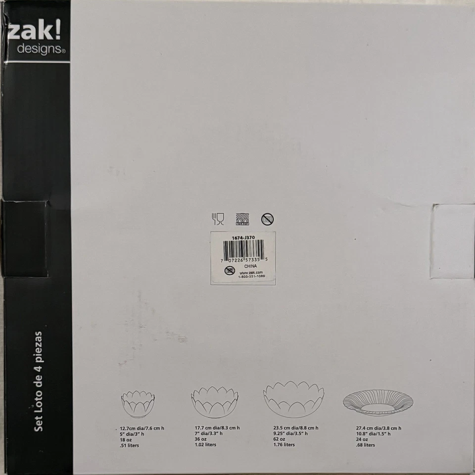 Zak! Juego de servir Lotus de 4 piezas diseños - ¡NUEVO EN CAJA! Foto 4 de 4