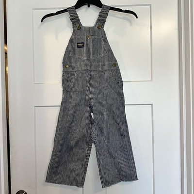 Vtg Oshkosh B Gosh Kids Denim Stripe Overalls Union Made Sanforized Railroad