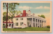 Vintage Linen Postcard Washington's Mansion Mount Vernon VA 1930s
