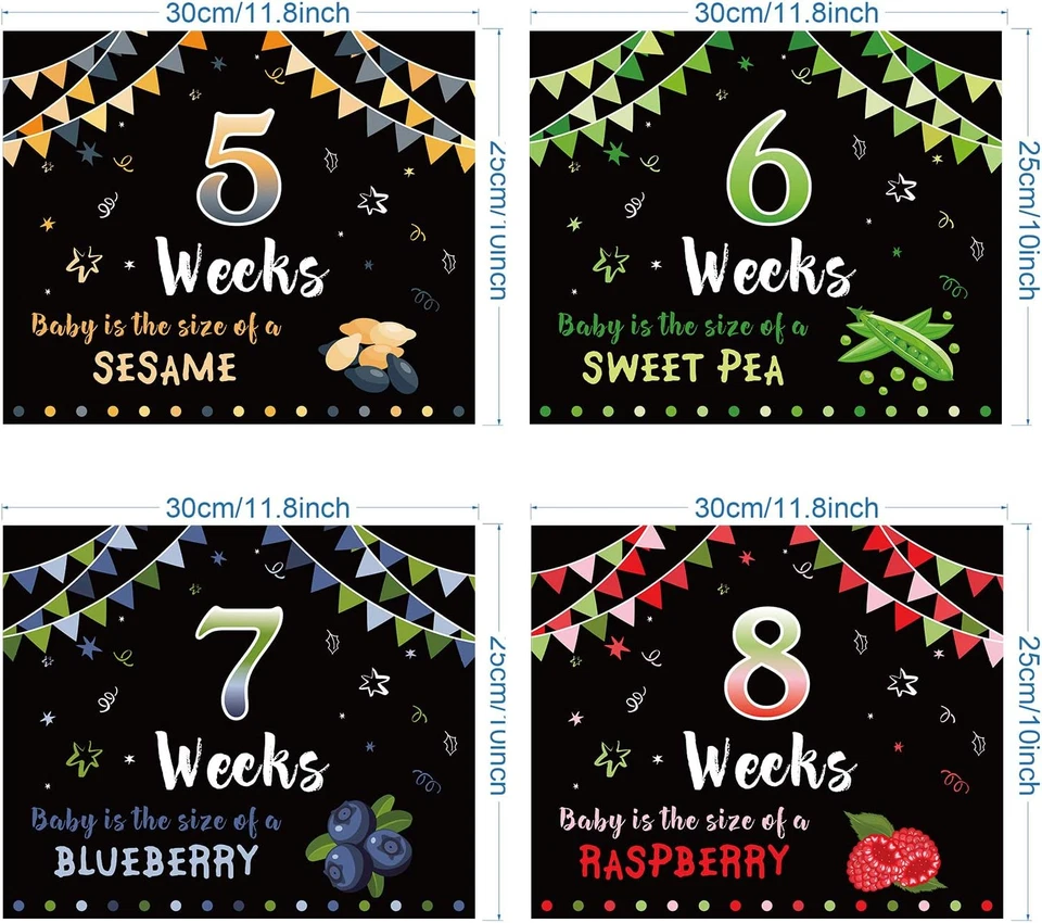 Pregnancy Weekly Belly Bump Tracker Photo Prop Signs 5-40 Weeks 18 Card Set Gift - Image 2 of 4