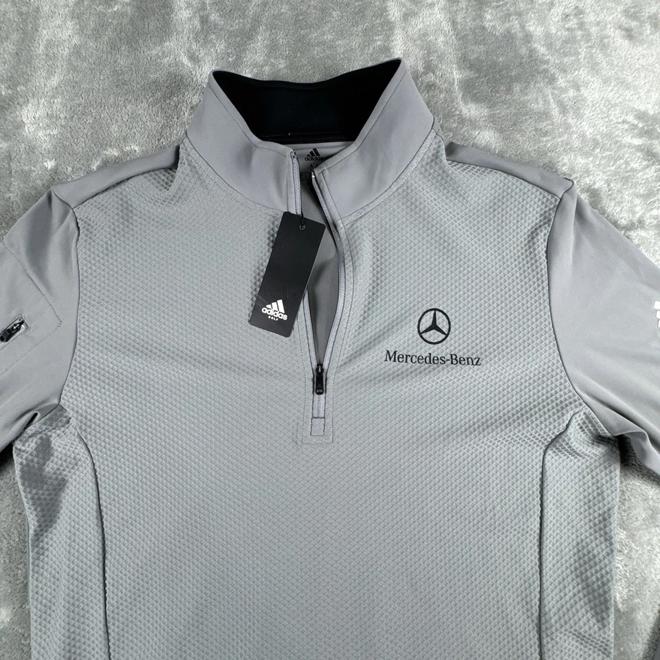 Мужской гибридный роскошный пуловер Adidas Golf на четверть молнии M с серой сеткой - Изображение 2 из 4