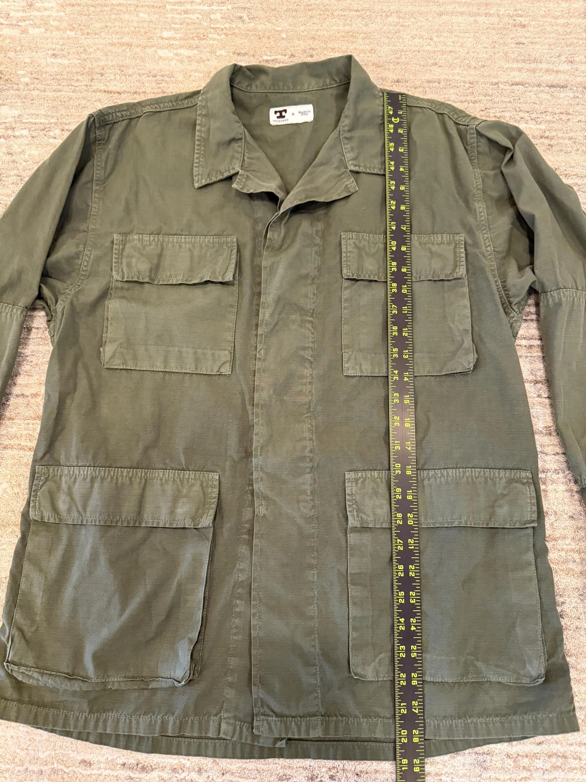Tellason Jacket Mens Medium Green Cotton Military Field Utility Made In Italy image 16