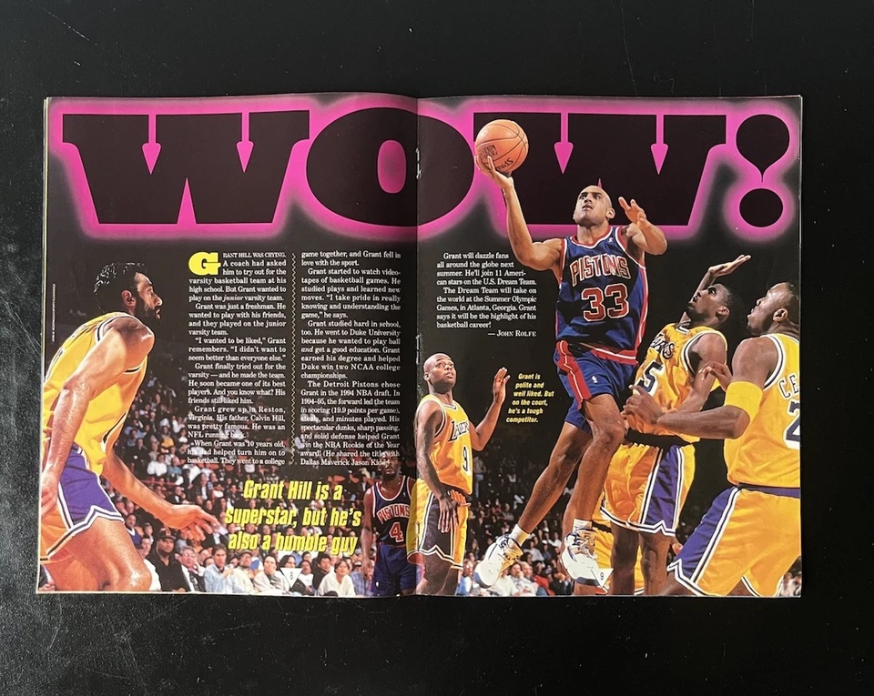 Revista Grant Hill Detroit Pistons 33 Sports Illustrated For Kids 1995 rara Foto 3 de 4