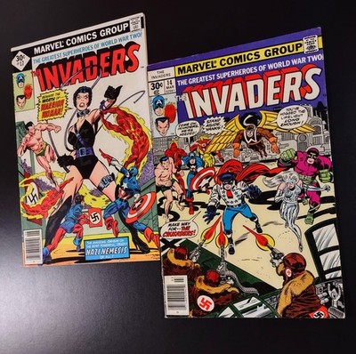 THE INVADERS (lot of 2) #14 FN- 5.5 & #17 FN/VF 7.0 newsstand Marvel Comics '77