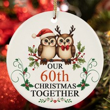 Our 60th Anniversary Christmas Together Ornament 60 Year Owl Couple In Love Gift