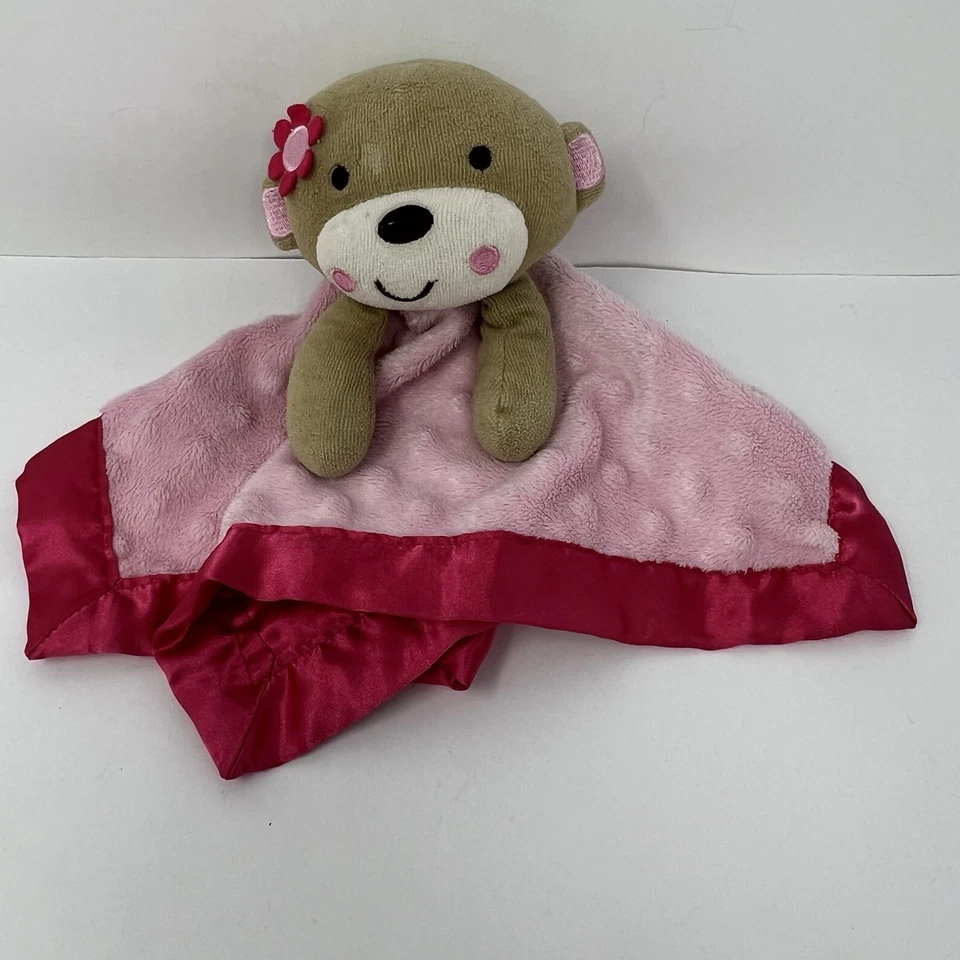 Manta de seguridad de felpa Granimals Lovey Pink Monkey Dot espalda satinada Foto 4 de 4