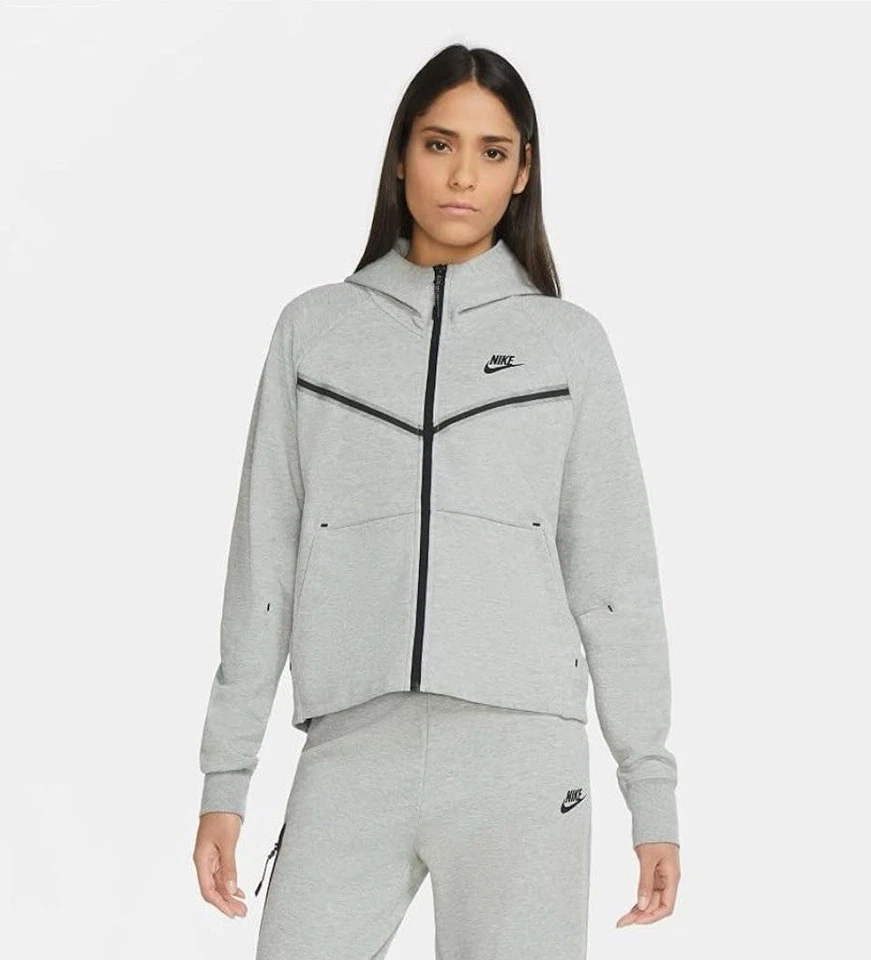 NUEVO CON ETIQUETAS Nike Sudadera con Capucha Tech Fleece Corredor de Vientos Brezo CW4298-063 Mujer Talla M Gris Foto 2 de 4
