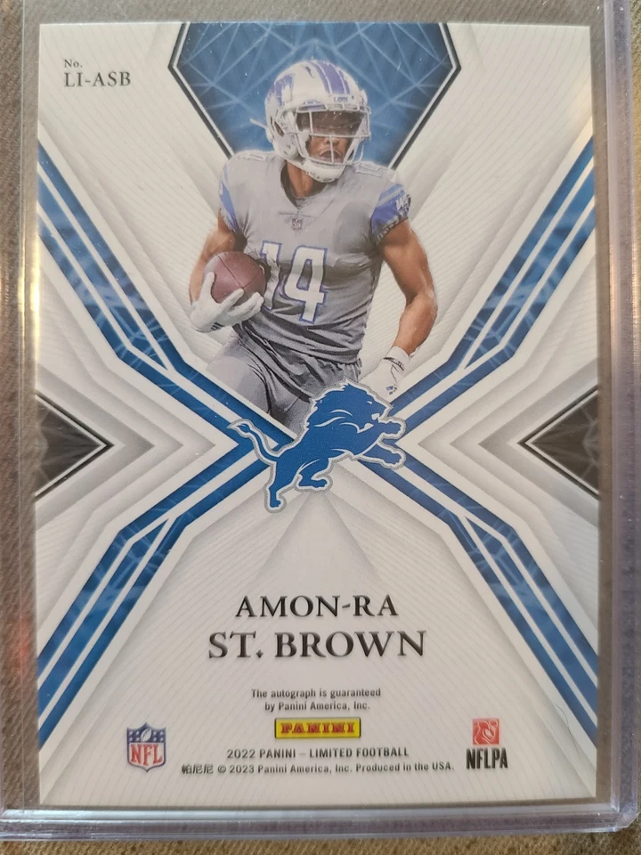 Amon-Ra St. Brown 2022 Limited Ink Gold Spotlight Auto 43/49 Detroit Lions - Image 2 of 3
