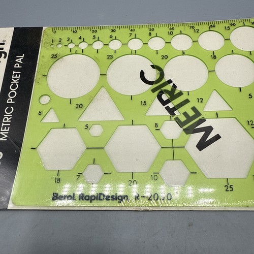 Vintage Berol Rapidesign Template Metric Pocket Pal Drawing R-2050 NEW - Picture 3 of 4