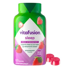 Vitafusion Max Strength Melatonin Gummies 100 Count Sleep Aid Strawberry Flavor