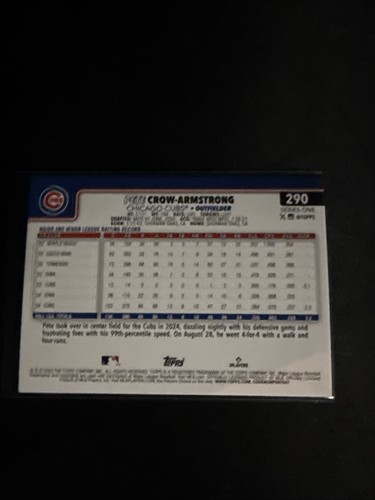 2025 Topps Series 1 Pete Crow-Armstrong Future Stars #290 Chicago Cubs - Picture 2 of 2
