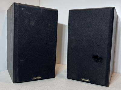 13  Paradigm Titan Speakers Bookshelf Stereo Black Oak Wood Banana Sockets
