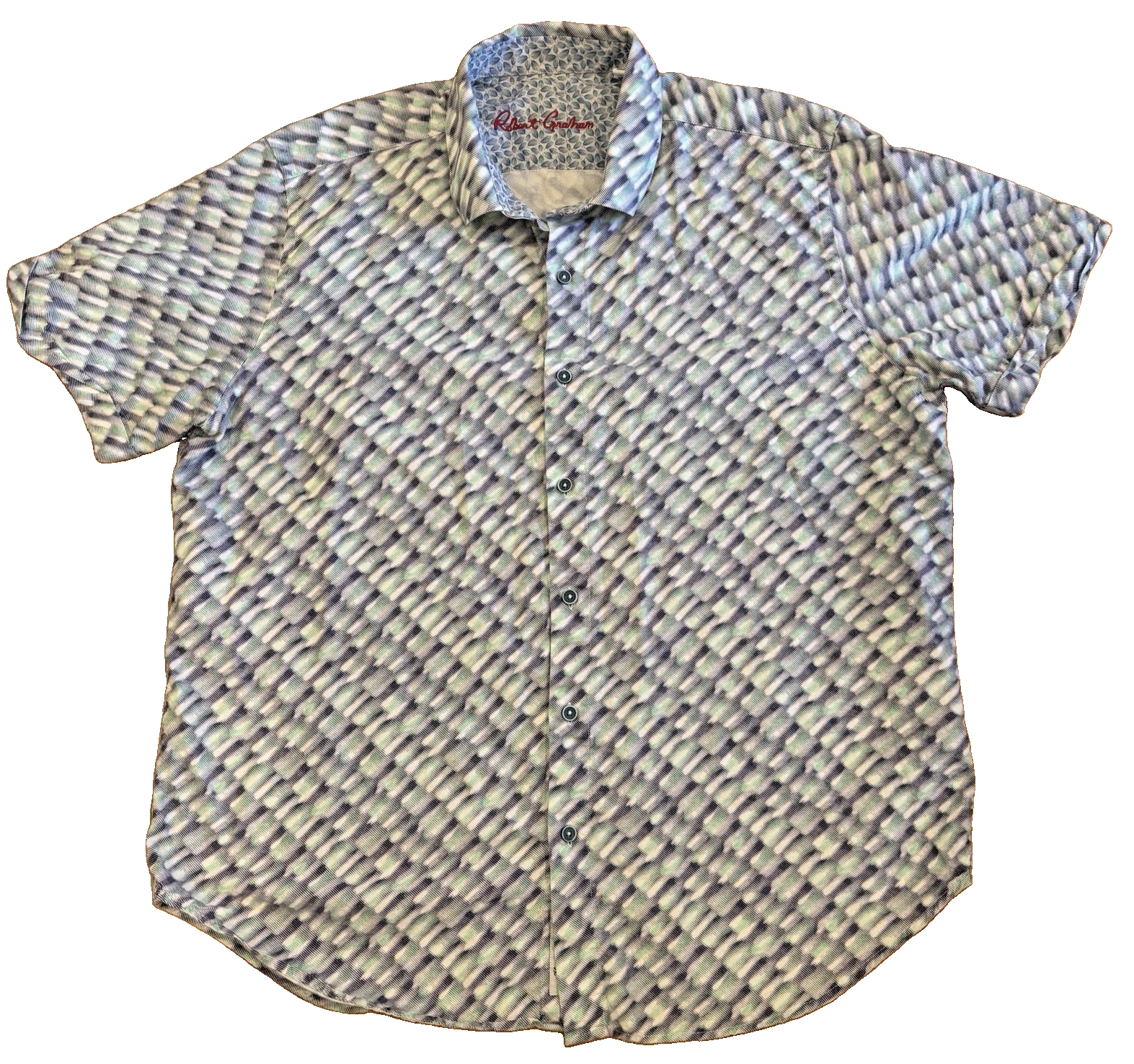 Robert Graham Shirt Men's XL Button Up Abstract Short Sleeve Classic Fit Cotton - product detail image 1