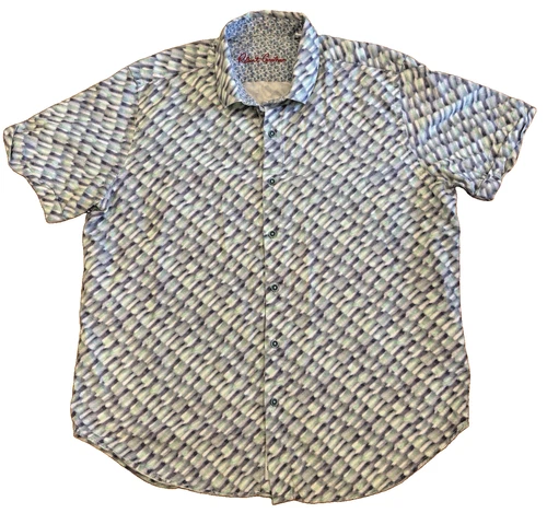 Robert Graham Shirt Men's XL Button Up Abstract Short Sleeve Classic Fit Cotton - product listing photo