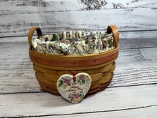 Longaberger 1995 Mother's Day Basket,Liner, Protector And Tie On