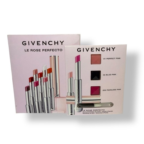 Givenchy Le Rose Perfecto Beautifying Lip Balm 3 Shade Sample Card Pinks