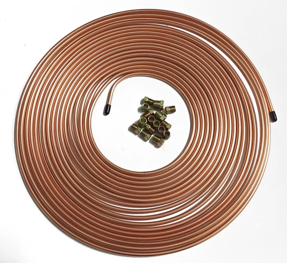 Kit de tubos de línea de freno de 1/4" 50 pies 16 tornillos para transmisión de frenado hidráulico 1 pieza Foto 3 de 4