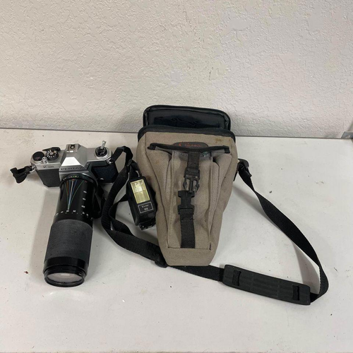 VTG Pentax K1000 35mm Camera vivitar 70-300mm 4.2-5.8 lens 102 flash ...