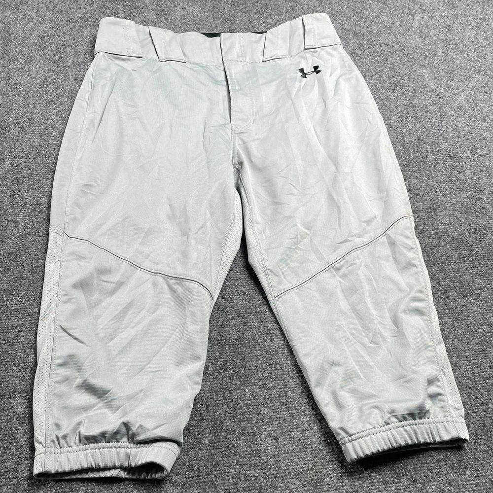 Under Armour Men's Gray Baseball Pants Youth Lose Fit Heat Gear