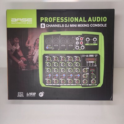 Bomaite C6 Audio Mixer 6-CHANNEL DJ Sound Controller Interface USB Portable.