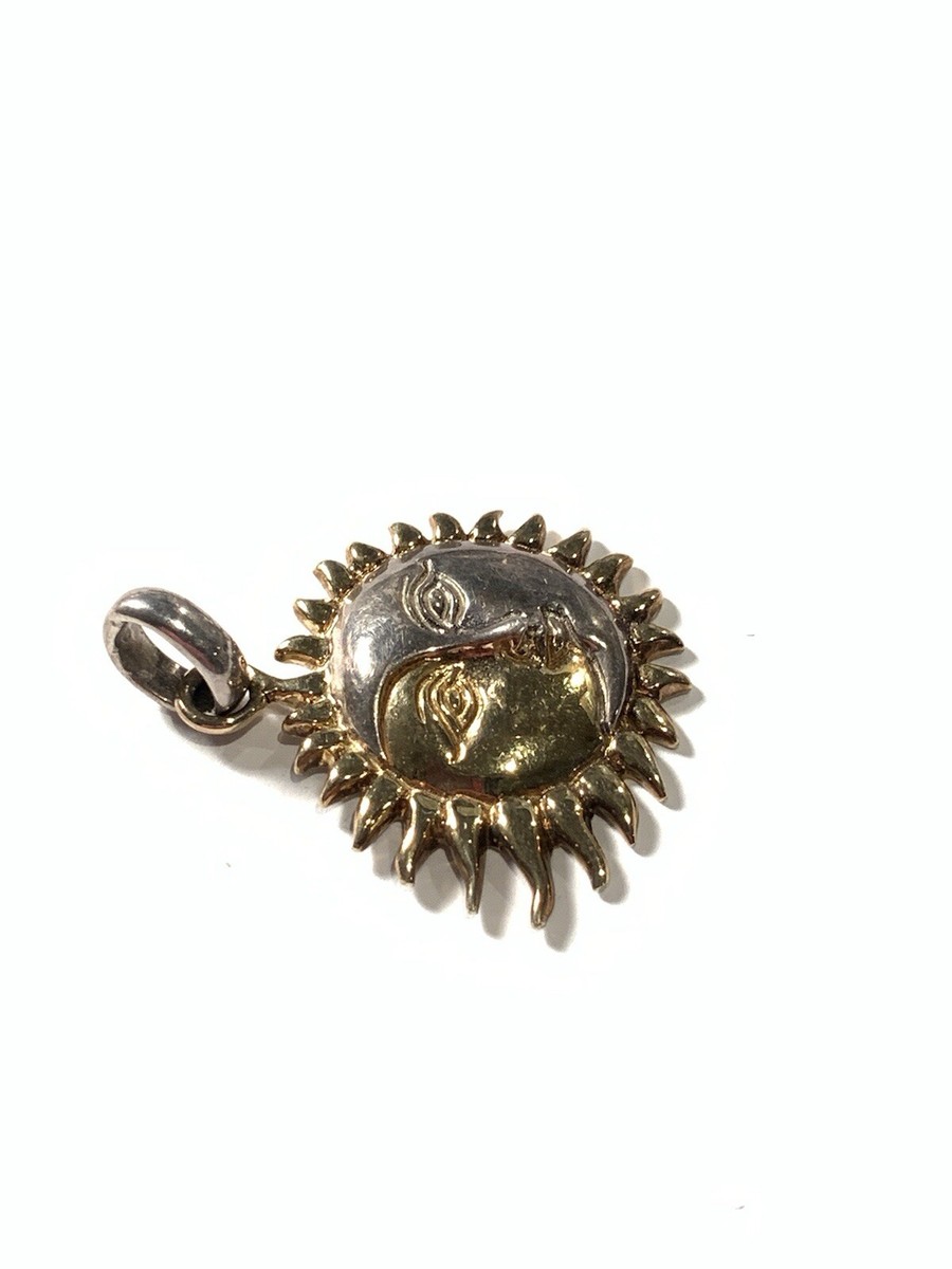 Sergio Bustamante Sterling Silver Flaming Sun & Moon Pendant | eBay