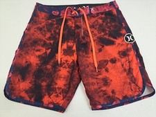 Hurley Phantom Board Shorts Red/Blk Men's 32 Polyester Drawstring 4850
