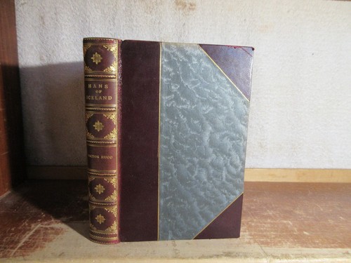 Old HANS OF ICELAND Leather Book 1894 VICTOR HUGO ANTIQUE LOVE ROMANCE NORWAY ++