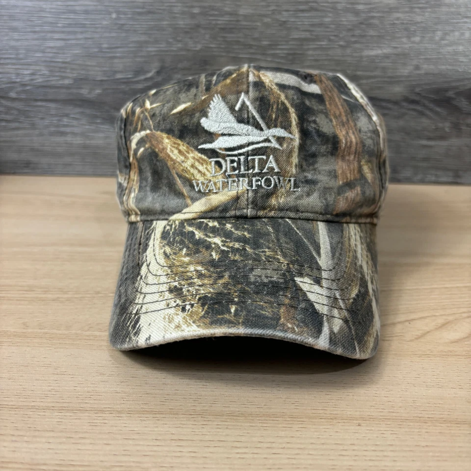 Delta Waterfowl Hat Strap Back Brown Camo Camouflage Hunting Mossy Oak - Image 2 of 4