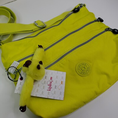 New Kipling Alvar Medium Yellow Women s Crossbody Bag and Monkey Clip