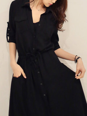 formal stylewe dresses NEW STYLEWE BLACK SHIRT COLLAR A-LINE DRESS - US SIZE 8 AND 10 AVAILABLE