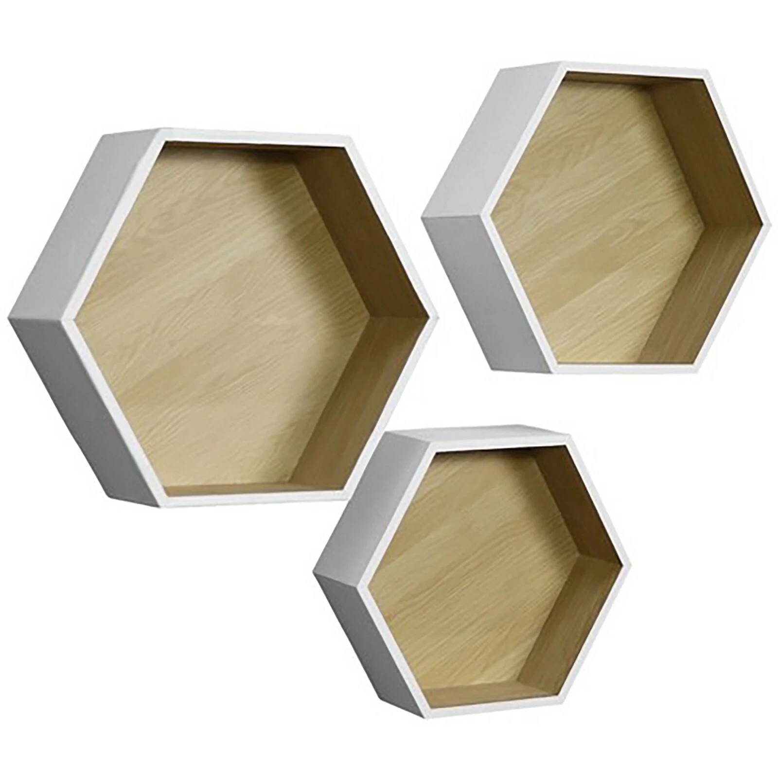 Set of 3 Sorbus Floating Shelf Hexagon Set - Honeycomb